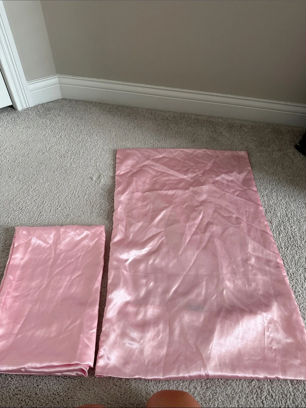 Pink Satin Fabric Pillowcases- Shiny Light Pink